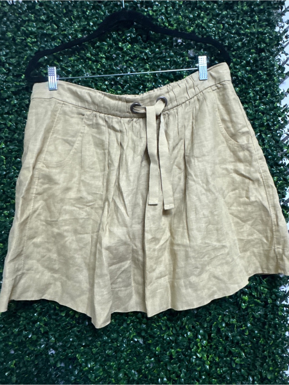 Women’s Casual Drawstring A-Line 100% linen Skirt - Tan - Picture 1 of 1